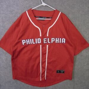 Philadelphia Baseball Jersey Shirt Mens 2XL Red Renegade Button Front Top